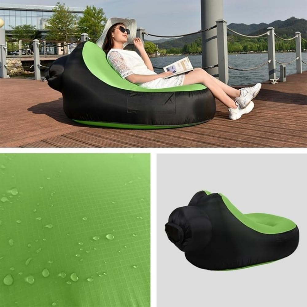 LUTEM Inflatable Couch - Portable Camping Chair with Quick Setup, 126x68x88.5cm Green Inflatable Sofa for Outdoor Adventures | Perfect for Beach, Picnic, Hiking, Backpacking & Backyard Relaxation