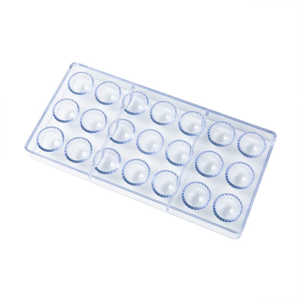 10.8 x 5.3 Inch Clear Polycarbonate Candy Molds - 10 Swirled Dome Chocolate Molds with 21 Cavities | Freezer-Safe & Food Grade | Easy Release for Pastry, Desserts & Baking | Perfect for Chocolates, Candies, Jellies & Cake Decorations