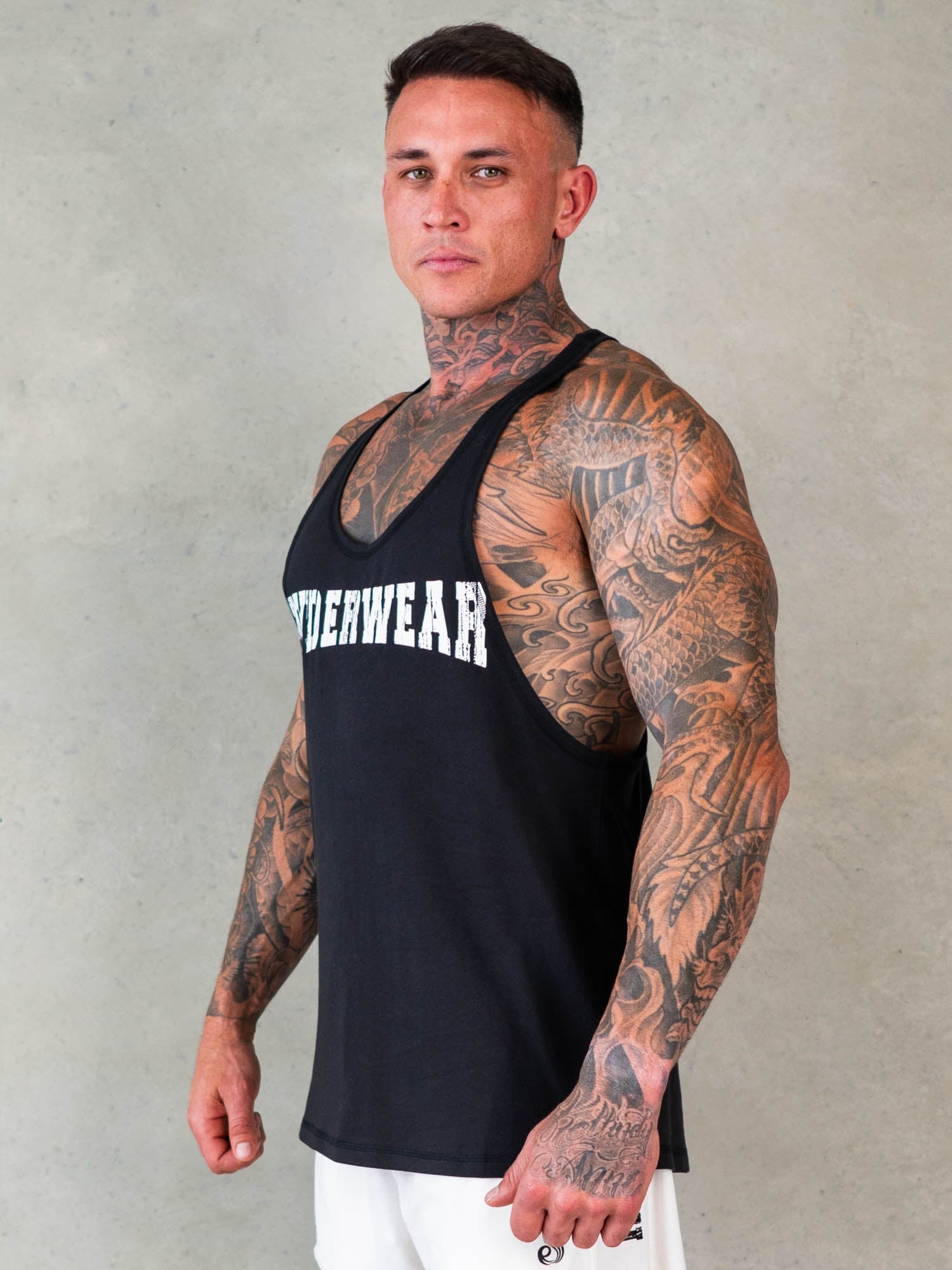 Octane Stringer Faded Black - Premium Quality Stringer for Fitness & Workout - Ideal for Gym, Running & Active Lifestyle