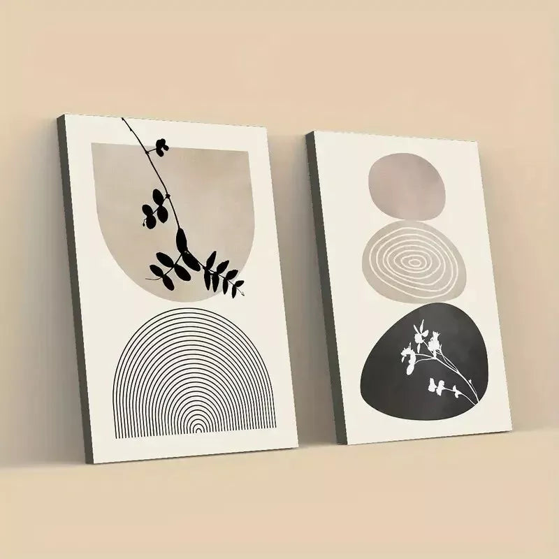 2-Piece Set Abstract Shapes Framed Wall Art 50x75cm - High Quality Canvas Print, 100% Australian Made, Ready to Hang - Perfect for Living Room, Bedroom & Office Decor