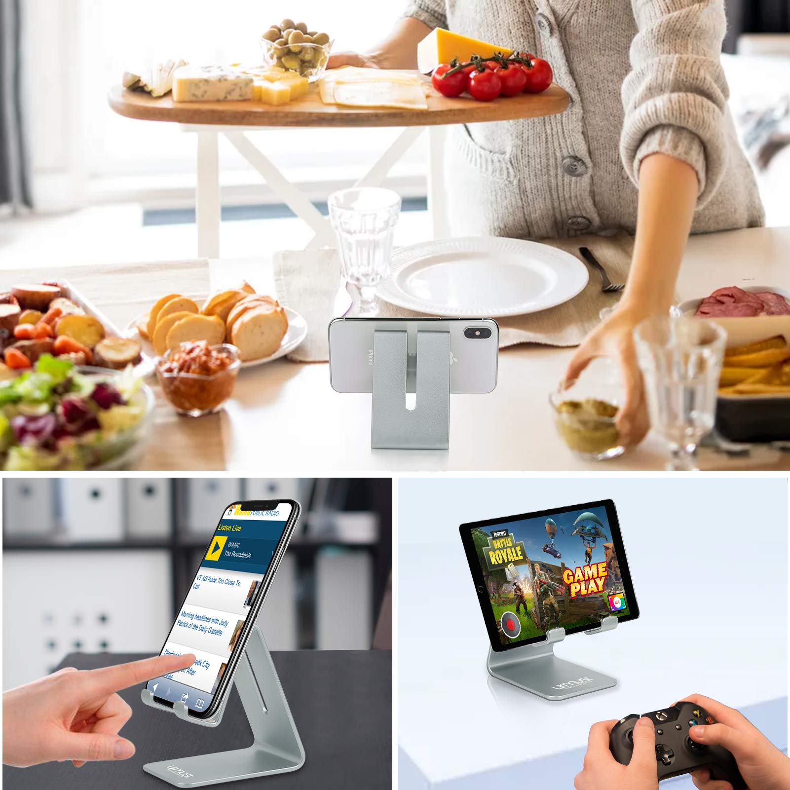 Urmust Phone Stand for iPhone 15 14 13 12 & Tablets - Desk Holder for Work & Video Calls