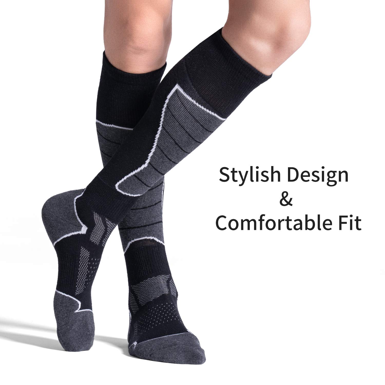 2/3 Pack Women's Thermal Ski Socks - Warm Winter Snowboarding & Skiing Socks for Cold Weather - Perfect for Ski Resorts, Winter Sports & Outdoor Adventures