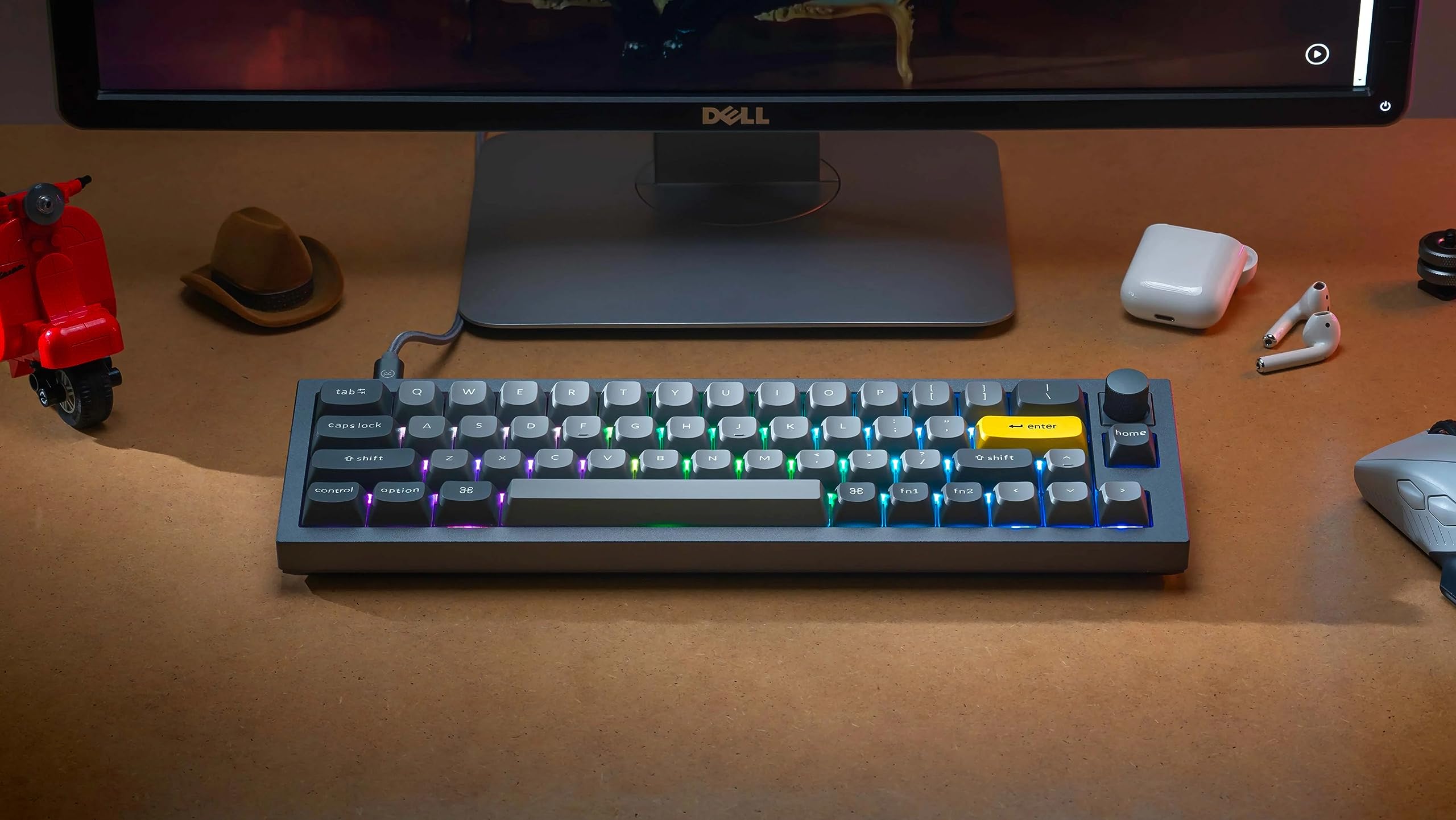 Keychron Q9 Hot-Swappable Wired Mechanical Keyboard with RGB Backlight - Gateron G Pro Brown Switches, Knob Control, Compact 47-Key Ultra Mini Layout, Aluminum Frame (Grey) - Perfect for Windows & Mac Gaming, Coding, and Office Work