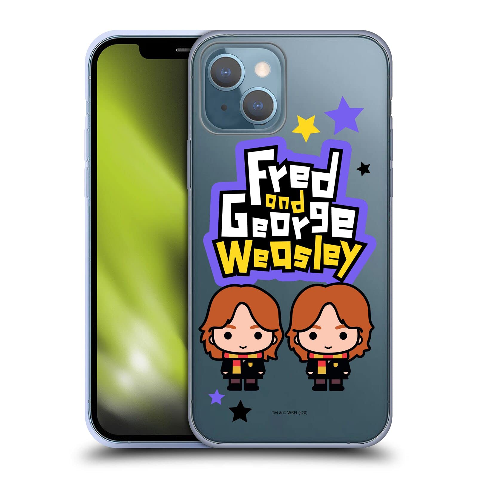 Harry Potter Fred & George Weasley Deathly Hallows iPhone 13 Case - Officially Licensed Soft Gel Cover by Head Case Designs - Perfect for Fans & Everyday Protection