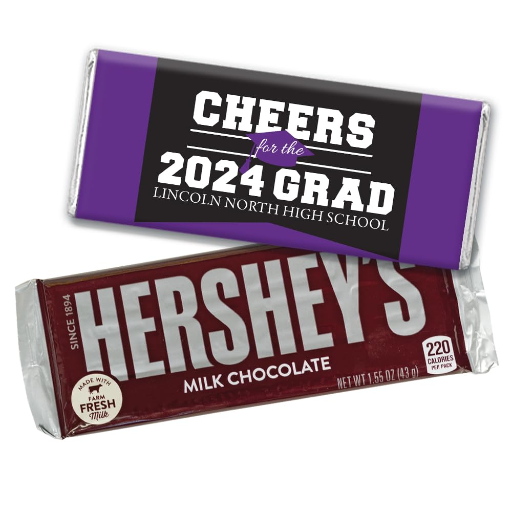 36 Count Personalized Graduation Chocolate Bars - Custom Purple 