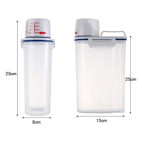 2.5L Airtight Rice Storage Container with Measuring Cup - Plastic Dry Food Dispenser for Rice, Cereal, Flour & Grain - Perfect for Kitchen Pantry Organization & Bulk Food Storage (1pc)