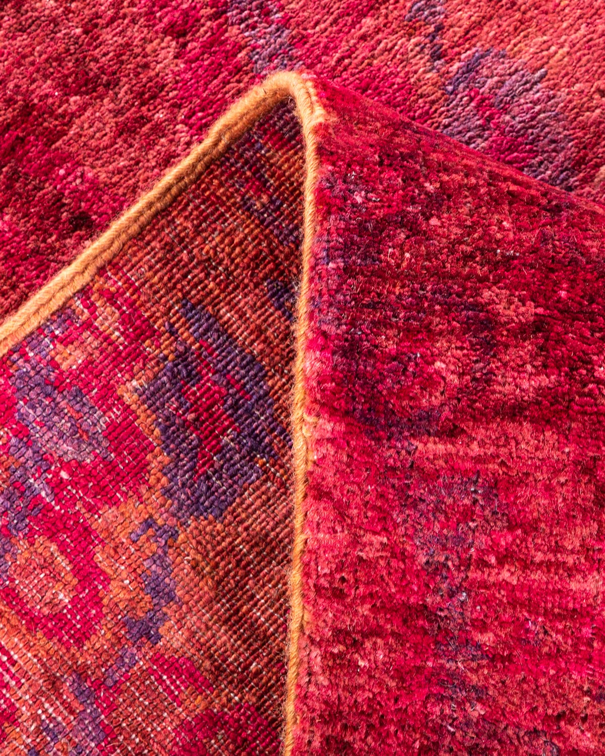 Handmade Wool Contemporary Overdyed Purple Area Rug 9x12 - Unique Hand-Knotted Solo Rugs for Living Room & Bedroom Decor