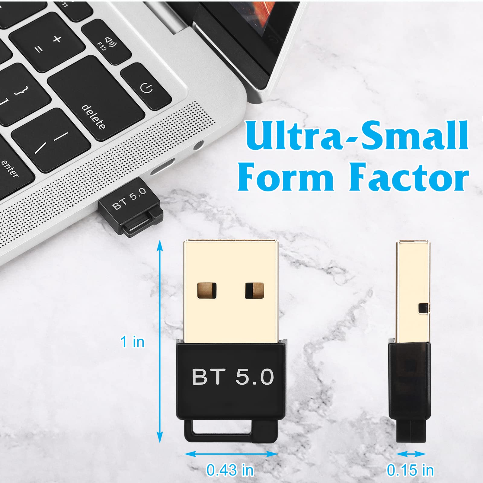 UrbanX USB Mini Bluetooth 5.0 Adapter for PC - High-Speed Wireless Transfer Dongle for Windows 10/8.1/8/7 - Ideal for Gaming, Streaming & File Sharing