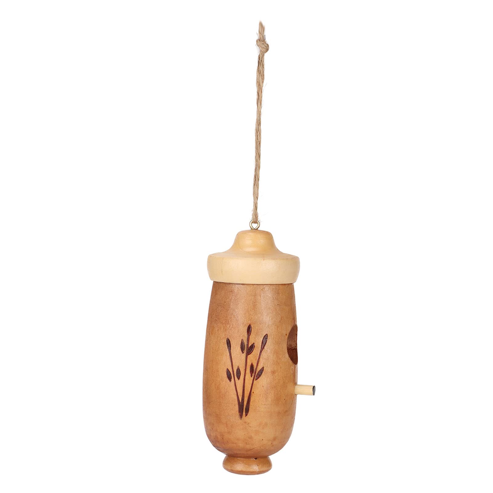 Wooden Hummingbird House with Swing - Natural Garden Decor for Outdoor Use
