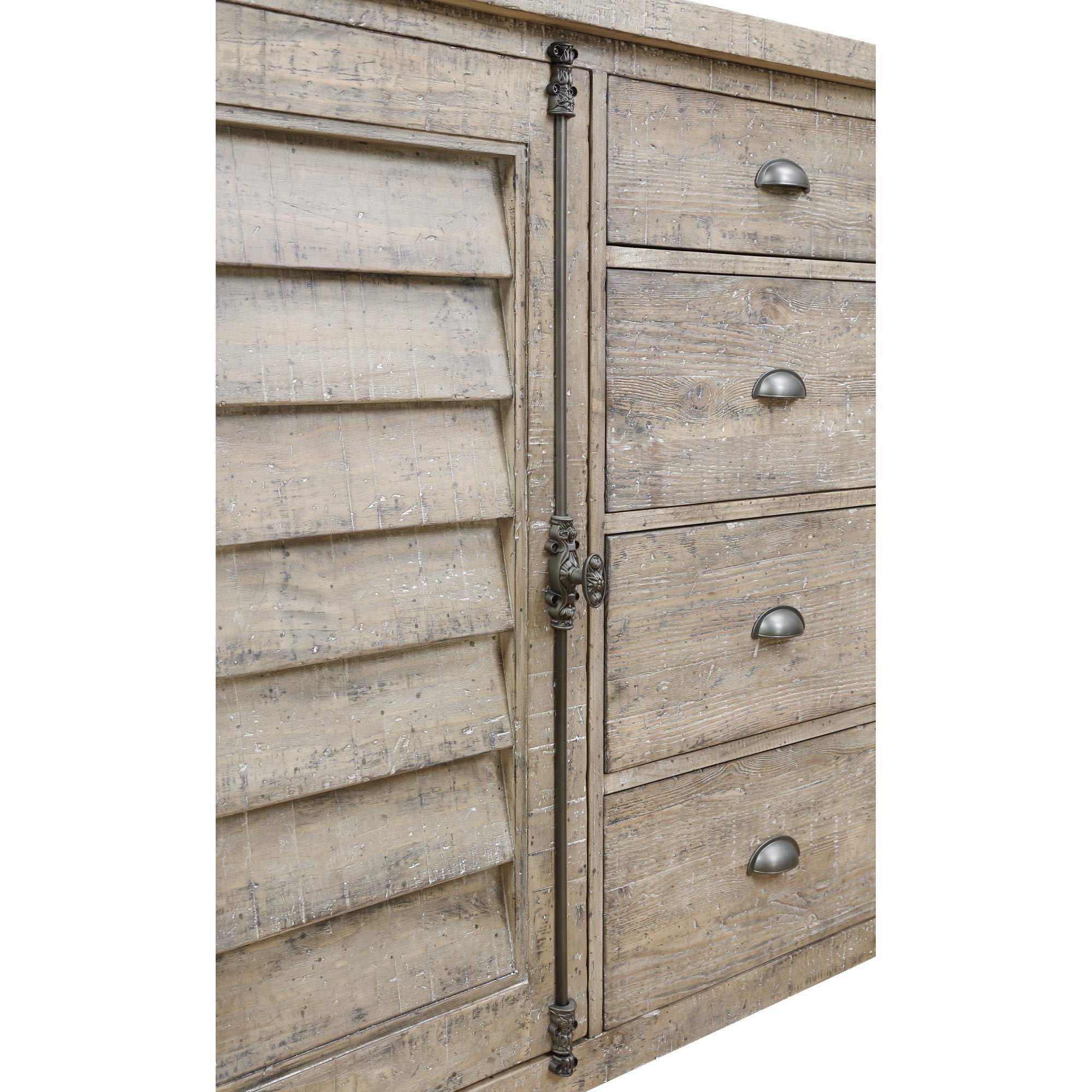 Wallace & Bay Haynes Buffet Cabinet with 6 Shelves & 3 Drawers - Limestone Gray Finish | Stylish Storage Solution for Dining Room, Living Room or Entryway Organization