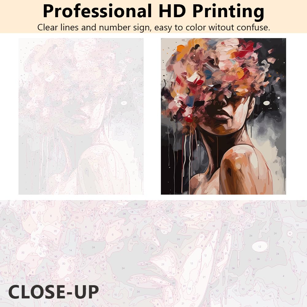 TUMOVO Modern Abstract Woman & Lady Paint by Numbers Kit - 16x20 Inch Acrylic & Oil Painting Set with Brushes & Pigments - Perfect for Home Decor, DIY Art Projects & Relaxation Therapy