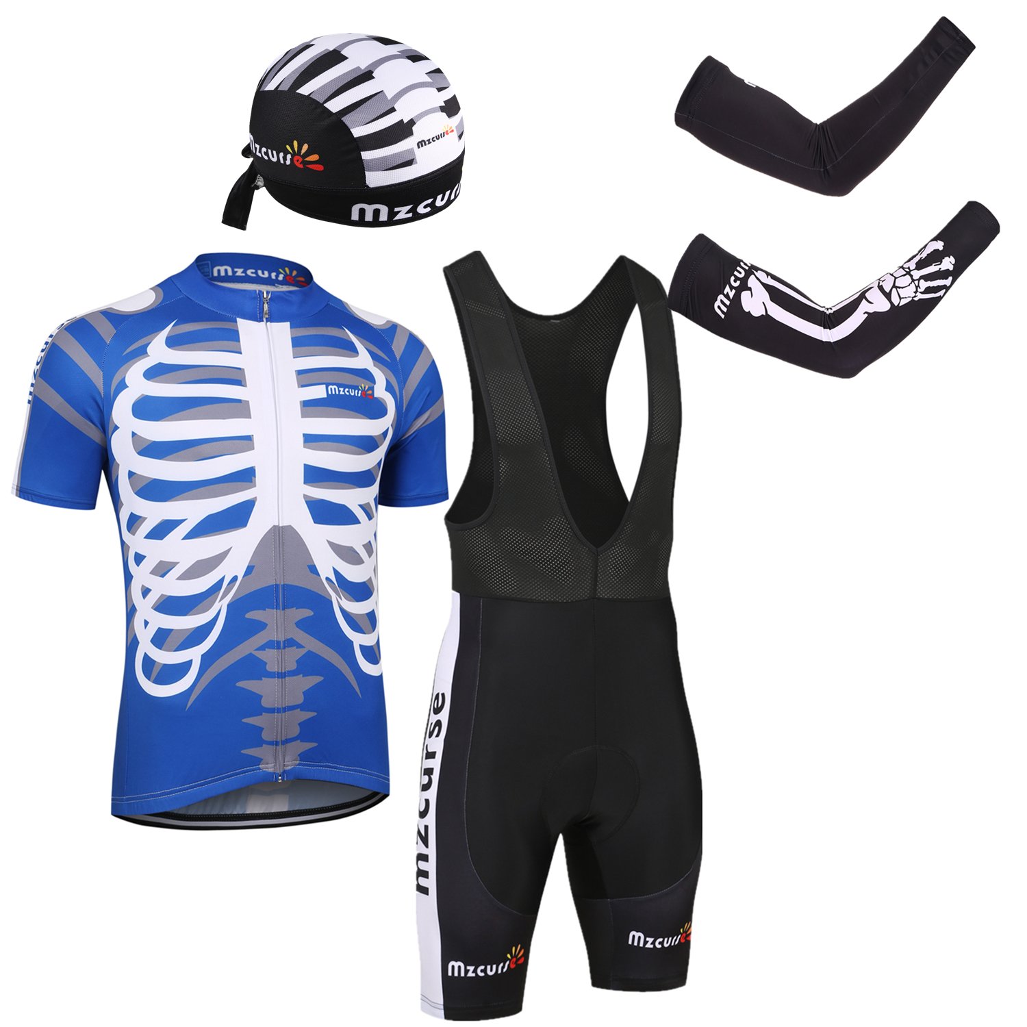 Women's Cycling Jersey Bib Shorts Set with Padded Shorts, Cap & Arm Warmers - Comfortable Bike Riding Outfit for Road & Mountain Biking