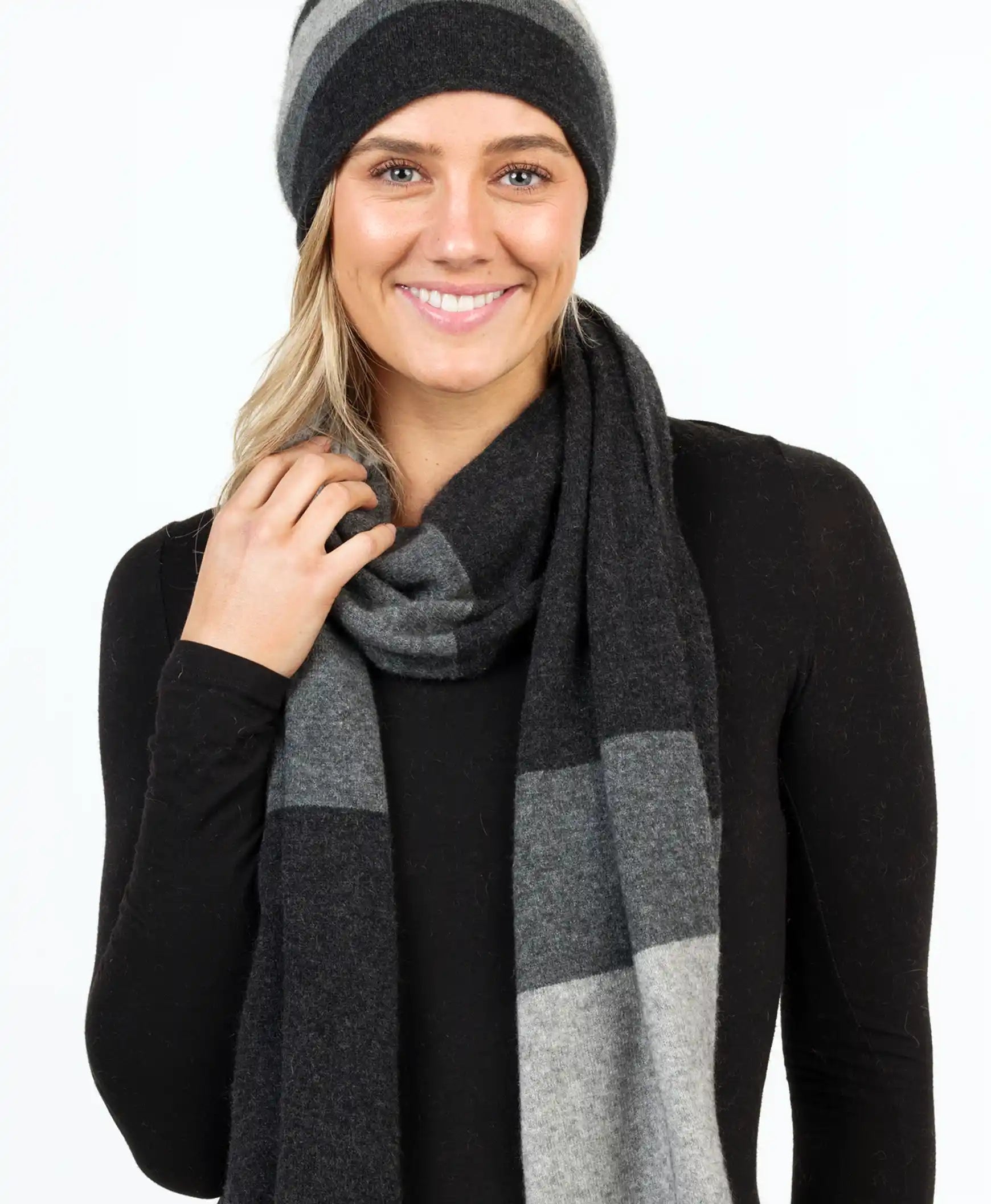 NX824 Charcoal Stripe Travel Scarf - Lightweight & Versatile Fashion Accessory for Women | Perfect for Airplane, Office & Winter Outfits