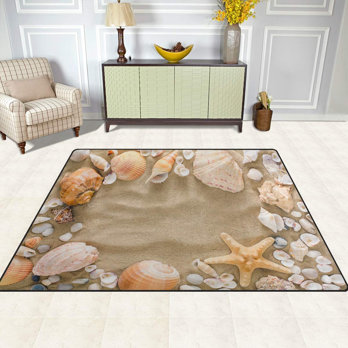 ALAZA Summer Starfish Seashell Beach Area Rug - 5'3