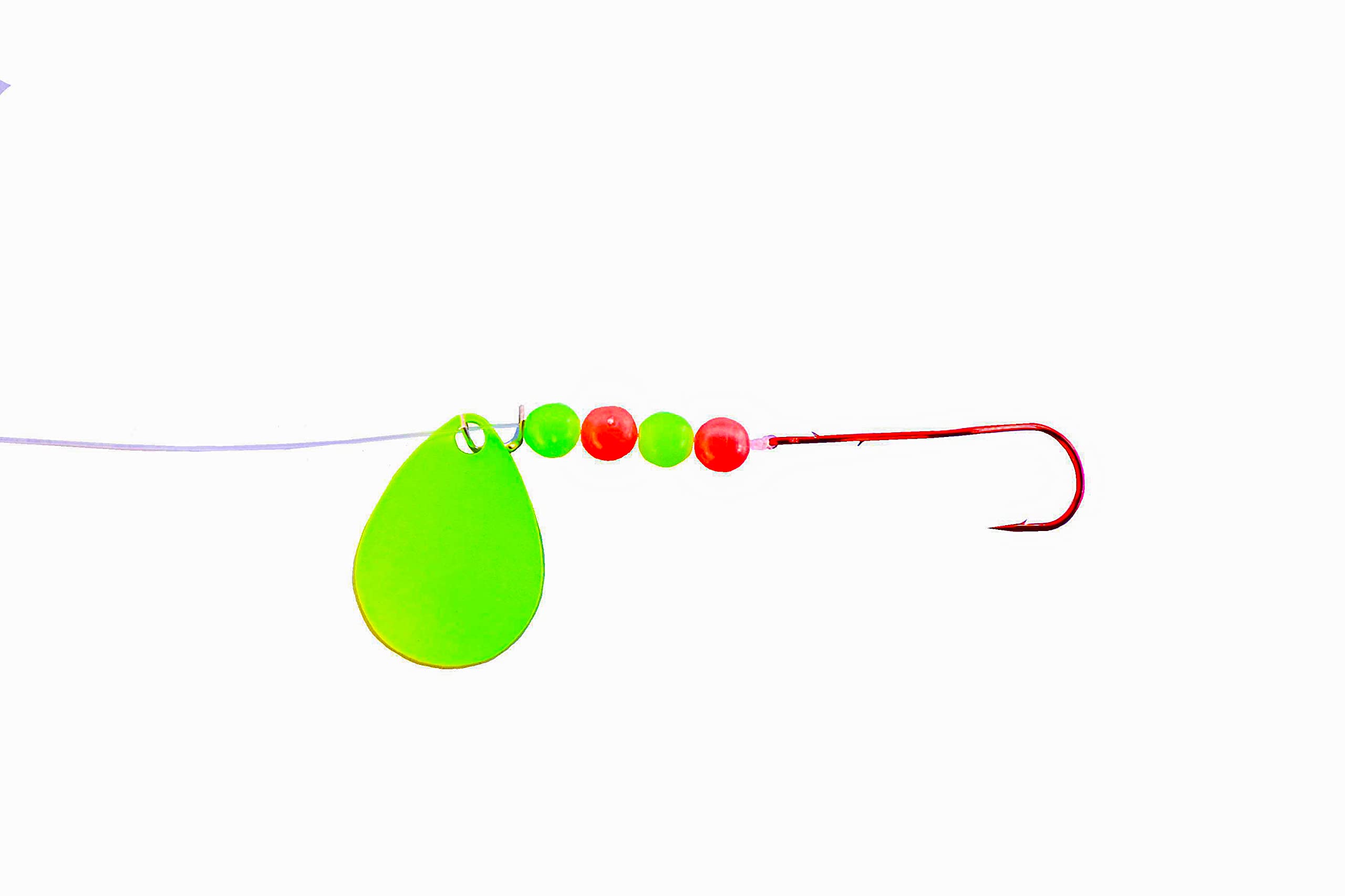 Premium Handcrafted Fishing Lures Made in USA - Colorado Blade Crawler Harness with Glow Beads & Slow Death Rig - 48