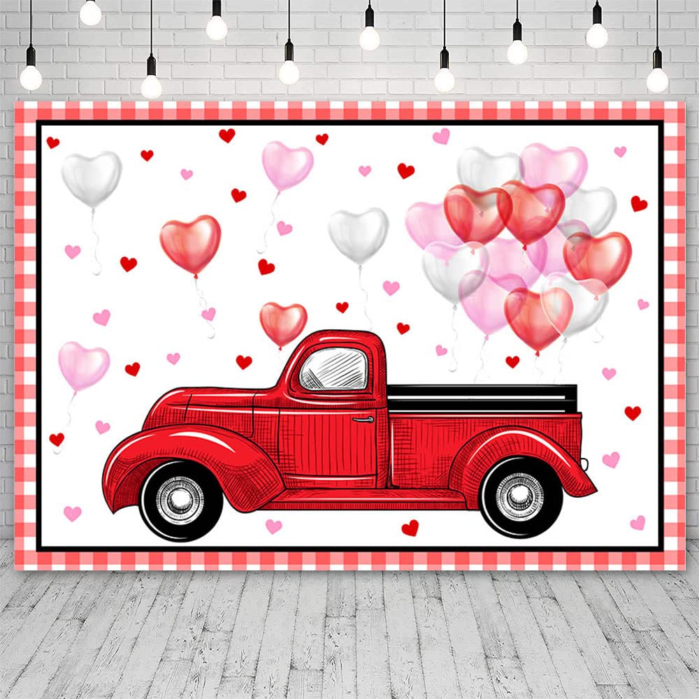 7x5ft Valentine's Day Photography Backdrop - Red Carpet with Pink Hearts & Balloons for Bachelorette, Bridal Shower, Birthday Party Decor | Romantic Photo Shoot Background for Wedding, Anniversary & Couple Photos