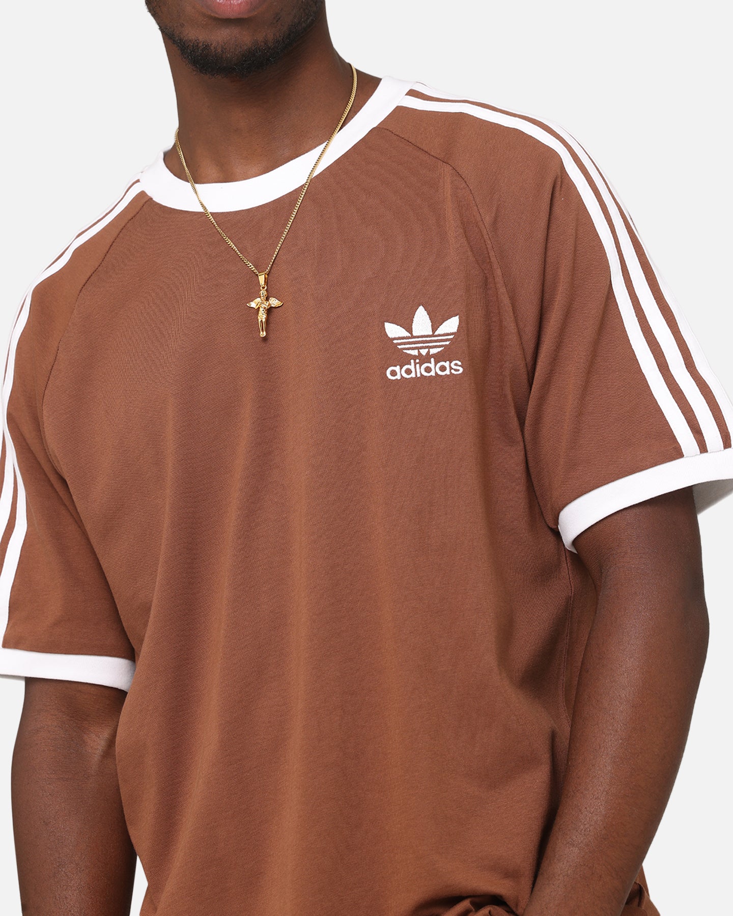 Adidas Classics 3 Stripes T-Shirt for Men - Soft Cotton Casual Tee with Iconic Logo | Perfect for Gym, Streetwear & Everyday Outfits (Brown)