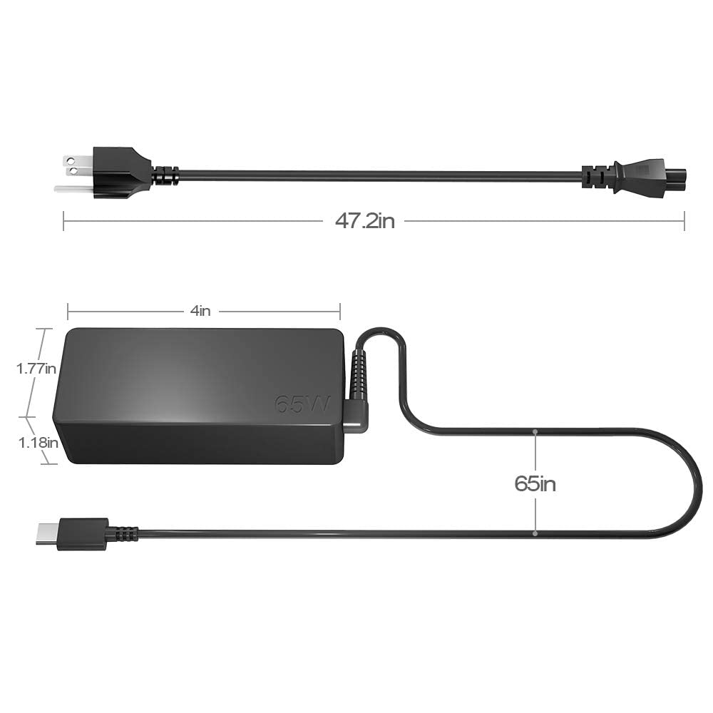 45W 65W USB Type-C PD Fast Charger - Compatible with Lenovo Yoga 720/910/920, Chromebook C330/S330, ThinkPad X1 Carbon, MacBook Pro 13