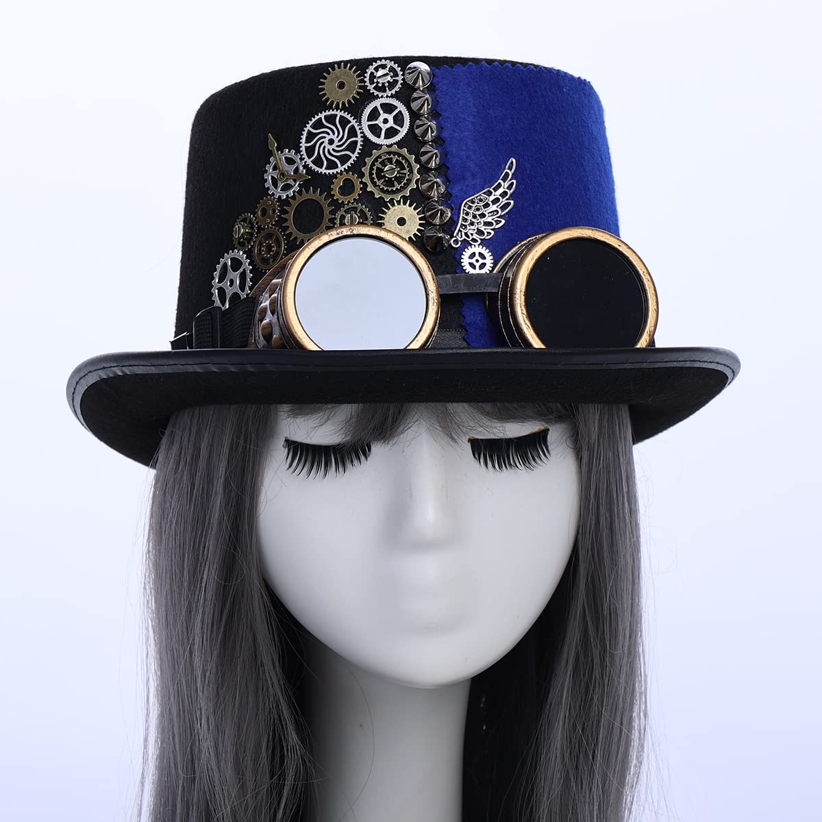 Stylish Steampunk Top Hat with Goggles for Women & Men - Victorian Gothic Halloween Costume Accessory - Perfect for Cosplay, Renaissance Fairs, and Themed Parties