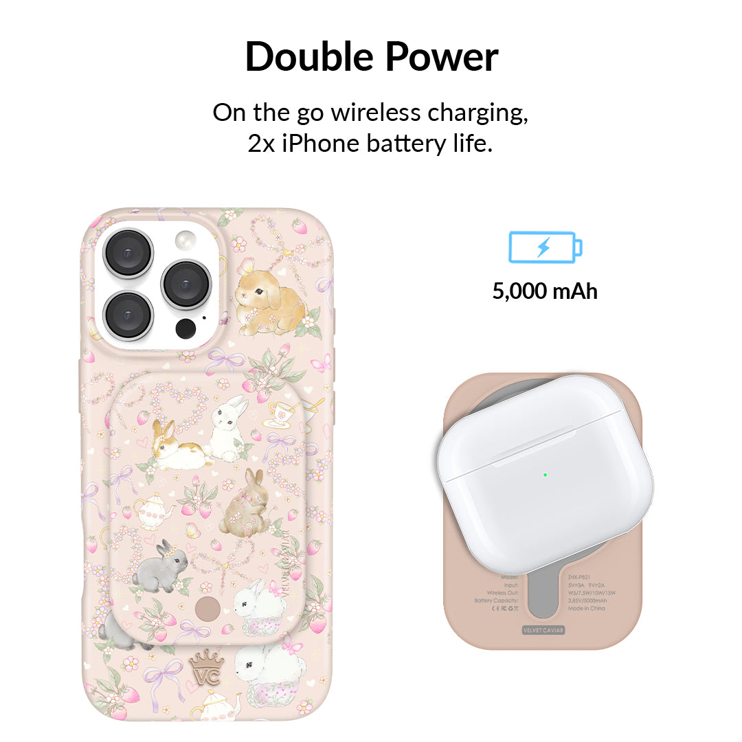 Bunnies & Bows MagSafe Portable Charger - 5000mAh Magnetic Wireless Power Bank for iPhone 12/13/14/15 - Perfect for Travel, Work, and On-the-Go Charging