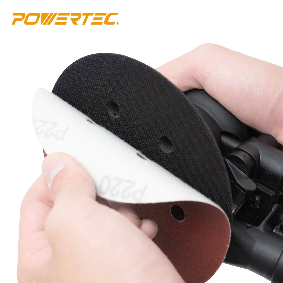 POWERTEC AS63160 Pro Series 6-Inch Random Orbital Sander | Pneumatic Vacuum Palm Sander with 6” x 3/16” Pad | Perfect for Woodworking, Auto Body Repair & DIY Projects