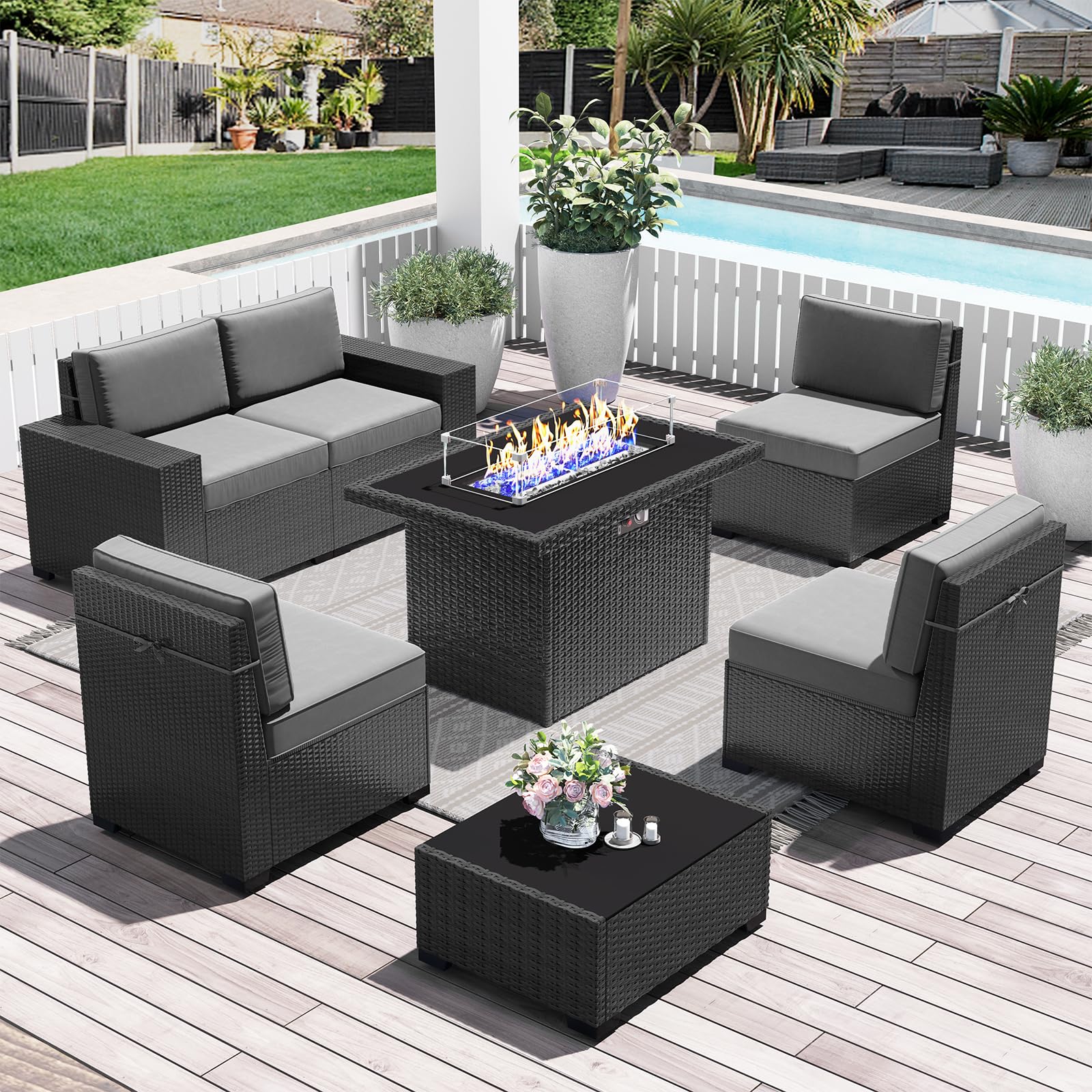 LayinSun 7-Piece Outdoor Patio Furniture Set with 44