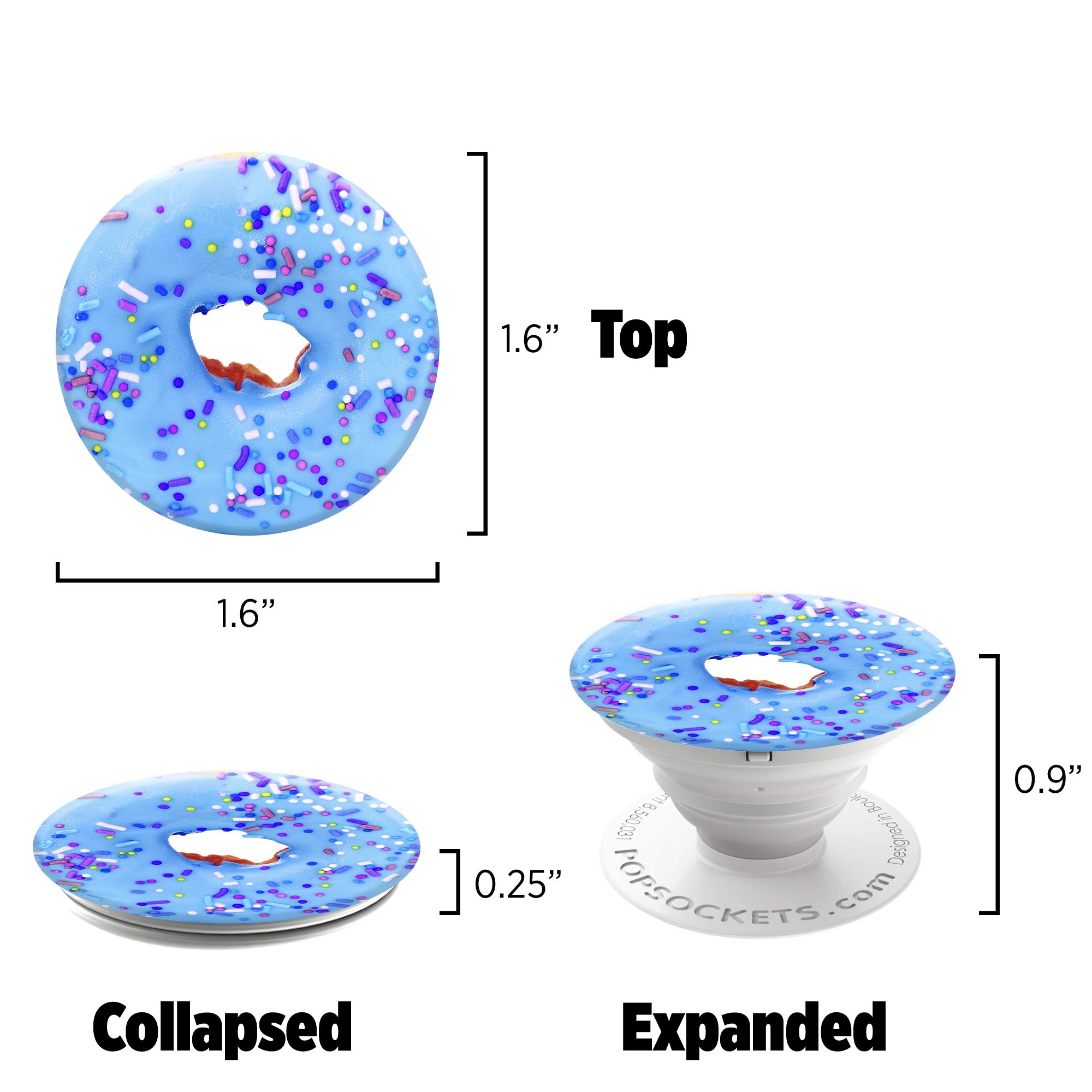 PopSockets Collapsible Phone Grip & Stand - Blue Donut Design for Phones & Tablets | Perfect for Selfies, Video Calls & Hands-Free Viewing