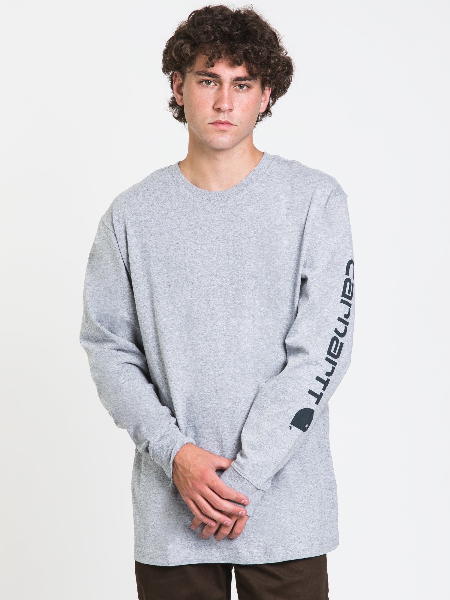 Carhartt Signature Long Sleeve T-Shirt for Men - Durable Workwear & Casual Wear - Comfortable Cotton Tee for Construction, Outdoor Activities & Everyday Use