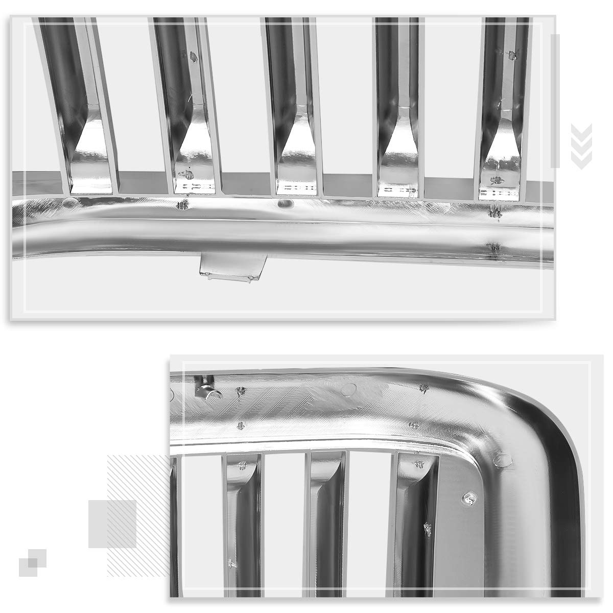 Chrome Vertical Fence Style Front Bumper Grille for 1999-2004 Ford F250 F350 F450 F550 Super Duty Trucks - Heavy Duty Replacement & Off-Road Upgrade