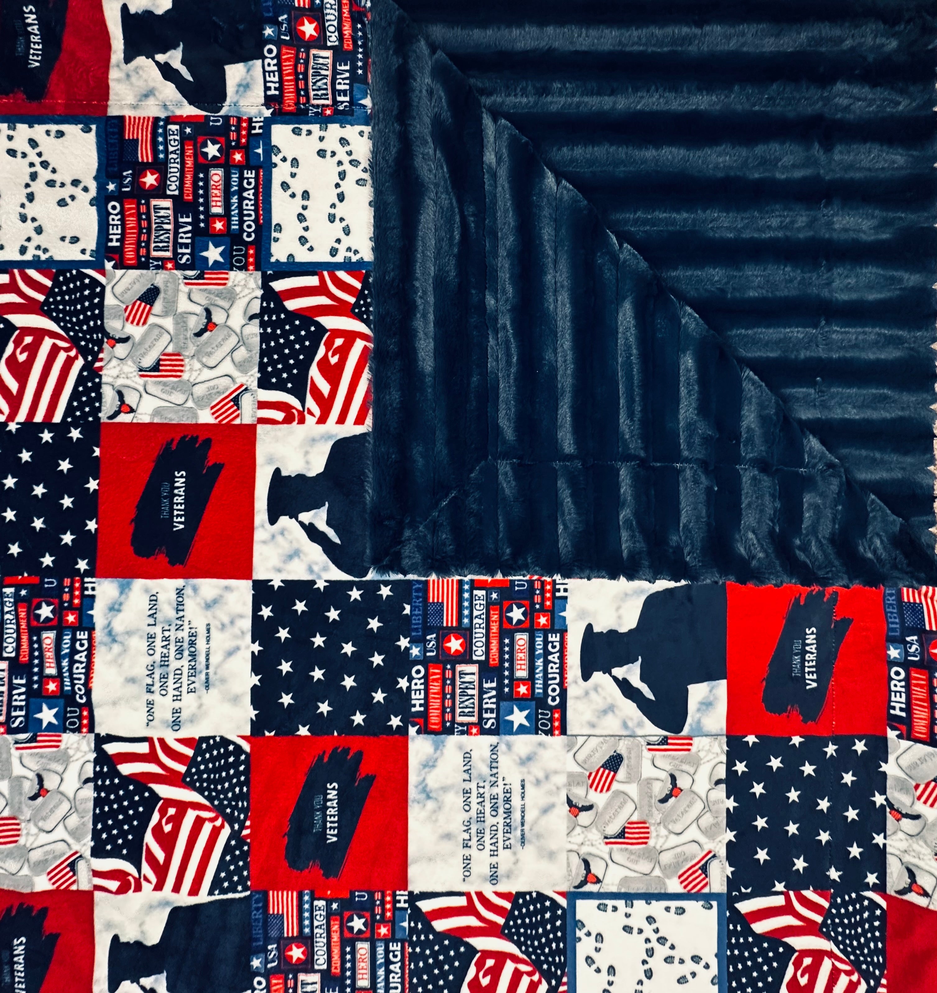 Honor Our Veterans - Navy Chinchilla Soft Fleece Blanket 60x72 Inches, Extra Wide for Adults - Perfect for Couches, Beds & Gifts for Military Heroes