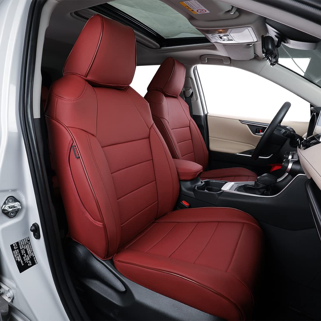Premium Leather Car Seat Covers for Toyota Corolla 2020-2025 Models (SE, Nightshade, SE Apex, XSE, FX) - Custom Fit Full Set in Burgundy | Perfect for Daily Commute, Road Trips & Car Interior Protection