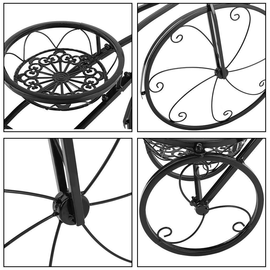 ETHY Parisian Style Black Tricycle Plant Stand - 32.3x20x9.4in Flower Pot Cart Holder for Indoor/Outdoor Use, Perfect for Home Garden, Patio Decor, Housewarming & Mother's Day Gifts for Plant Lovers