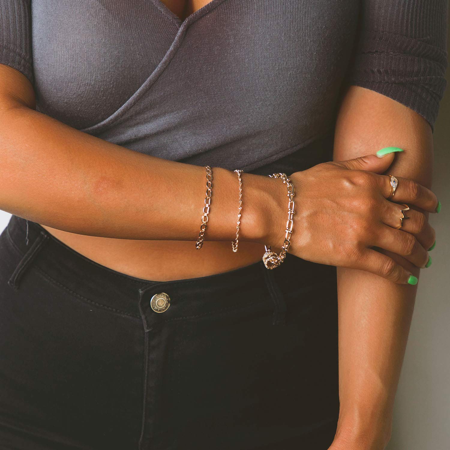 14K Gold Plated Chunky Chain Bracelet for Women - Handmade Embossed Spiral Figaro Link, Diamond Cut Dainty Bracelet | Perfect for Casual Wear, Parties & Gift Giving
