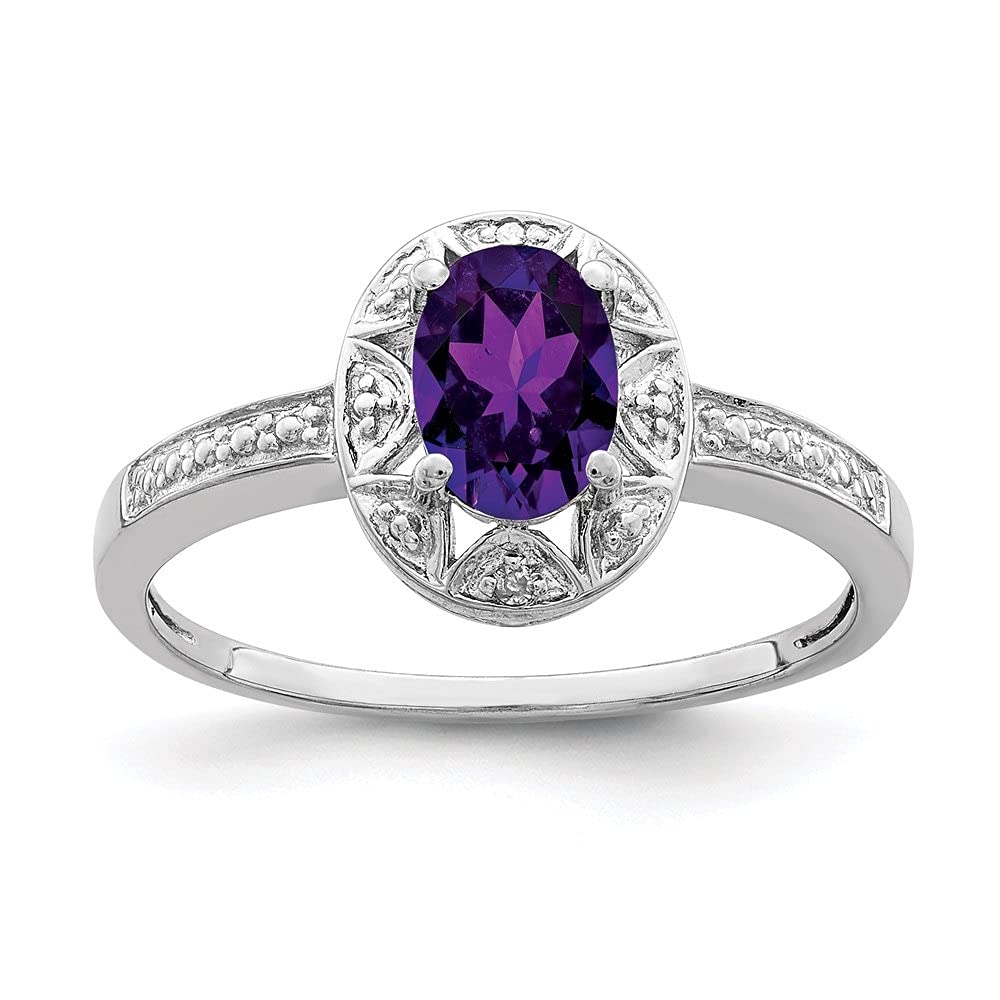 0.76ct Oval Cut Amethyst & Diamond Accent Engagement Ring for Women - 925 Sterling Silver Wedding Band, Promise Ring, Anniversary Gift for Her - Perfect for Proposals, Valentine's Day & Special Occasions