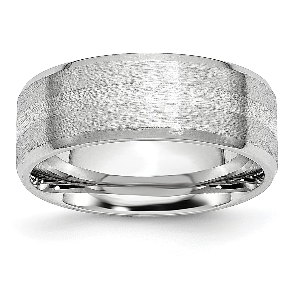 Cobalt 925 Sterling Silver Inlay Beveled Edge 8mm Band Ring for Men - Wedding, Anniversary & Gifts for Dad, Husband - Durable Precious Metal Fine Jewelry for Everyday Wear