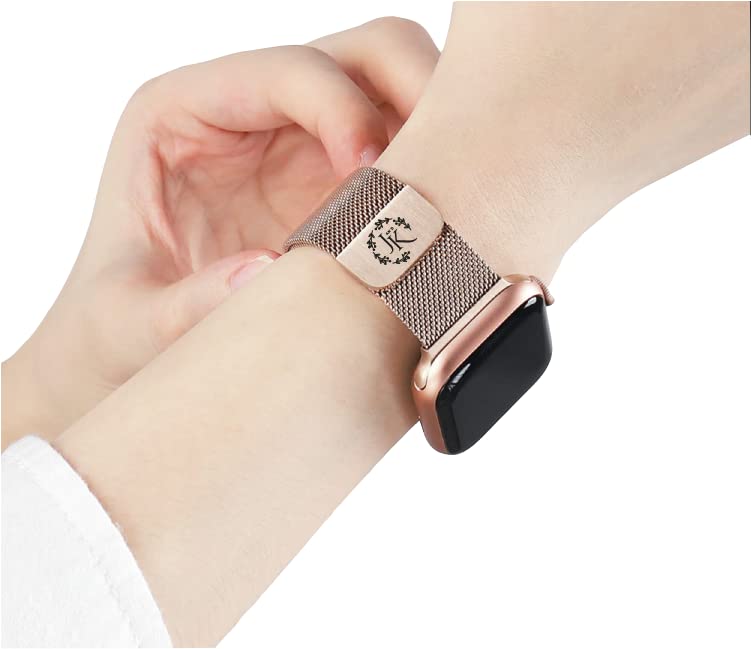 Custom Monogram Apple Watch Band - Stainless Steel Watch Strap for Apple Watch 40mm 44mm - Personalized Engraved Watch Accessory for Workout, Office & Everyday Wear