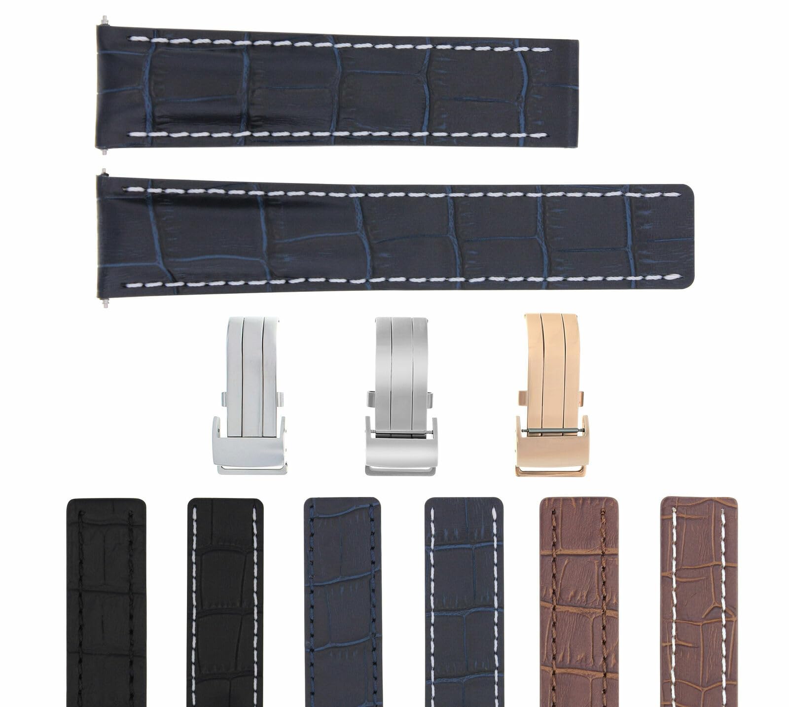 22-24mm Genuine Leather Watch Band Strap Replacement for Breitling Navitimer, Pilot, Superocean & Bentley Colt - Premium Durable Watch Accessory for Men, Business & Casual Wear
