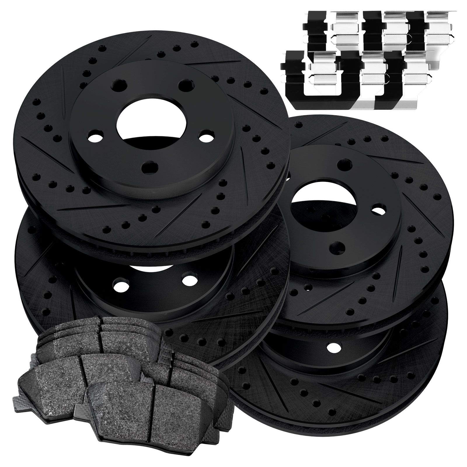 Premium PowerSport Front & Rear Brake Kit - Ceramic Brake Pads & Rotors Set for 2003-2011 Lincoln Town Car | High-Performance Braking System for Smooth Stops | Ideal for Daily Commuting & Highway Driving