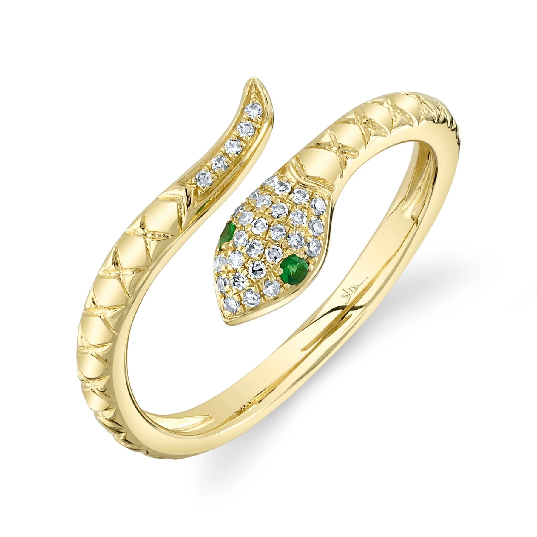 Shy Creature Green Garnet Snake Ring - Elegant Sterling Silver Jewelry for Women - Perfect for Gothic, Boho & Witchy Fashion - Great Gift for Halloween, Cosplay & Alternative Style Lovers