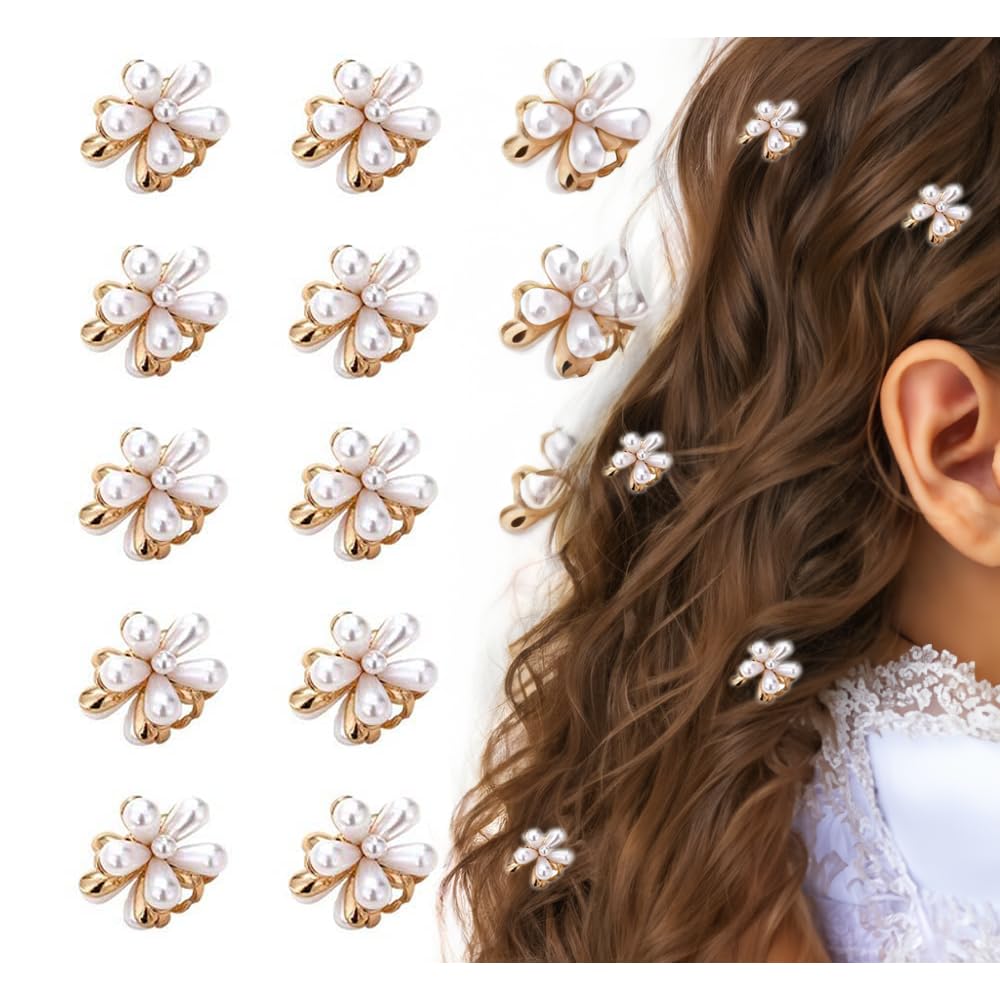 Korean Hair Clips for Women & Girls - Stylish Mini Pearl Claw Clips Hair Accessories (10 Pcs) - Perfect for Weddings, Parties & Everyday Use