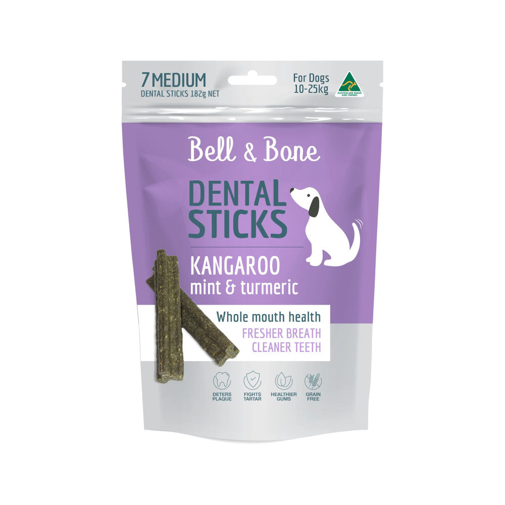 Kangaroo with Mint & Turmeric Dental Chews for Dogs - Natural Breath Freshener & Plaque Remover - Perfect for Small, Medium & Large Breeds - Great for Daily Oral Care & Training Rewards