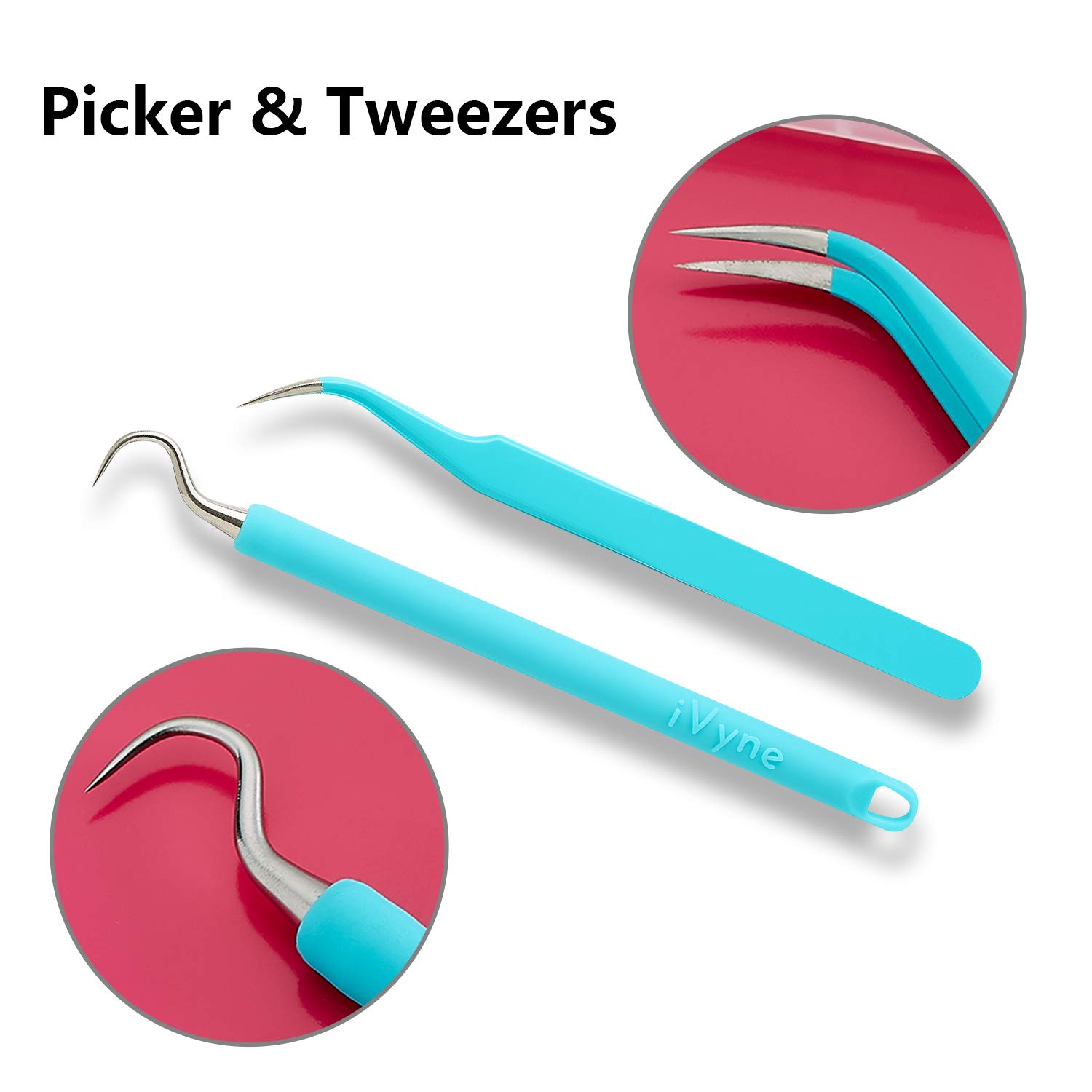 iVyne 2-Piece Silicone Weeding Tool Set for Cricut Vinyl - Includes Crafting Tweezers & Vinyl Weeder - Perfect for Silhouette Cameo, HTV, Adhesive Vinyl Projects - Great for DIY Crafts, Decals, T-Shirt Designs & Home Decor (Blue)