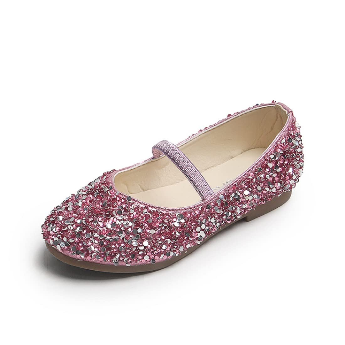 Sparkly Ballet Flats for Girls - Glitter Mary Jane Shoes with Rhinestones & Flower Design | Perfect for Princess Costumes, Flower Girls & Dress-Up Parties