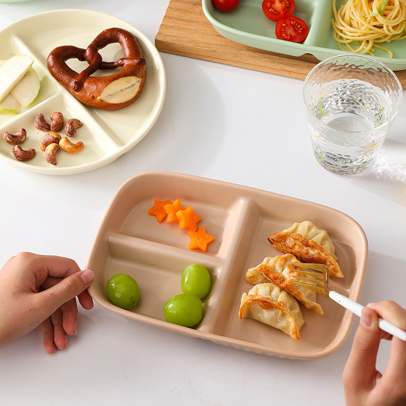 Kalours Rectangle Plate with Partition - 50% Off Clearance Sale | Durable Divided Serving Dish for Meals, Snacks & Entertaining