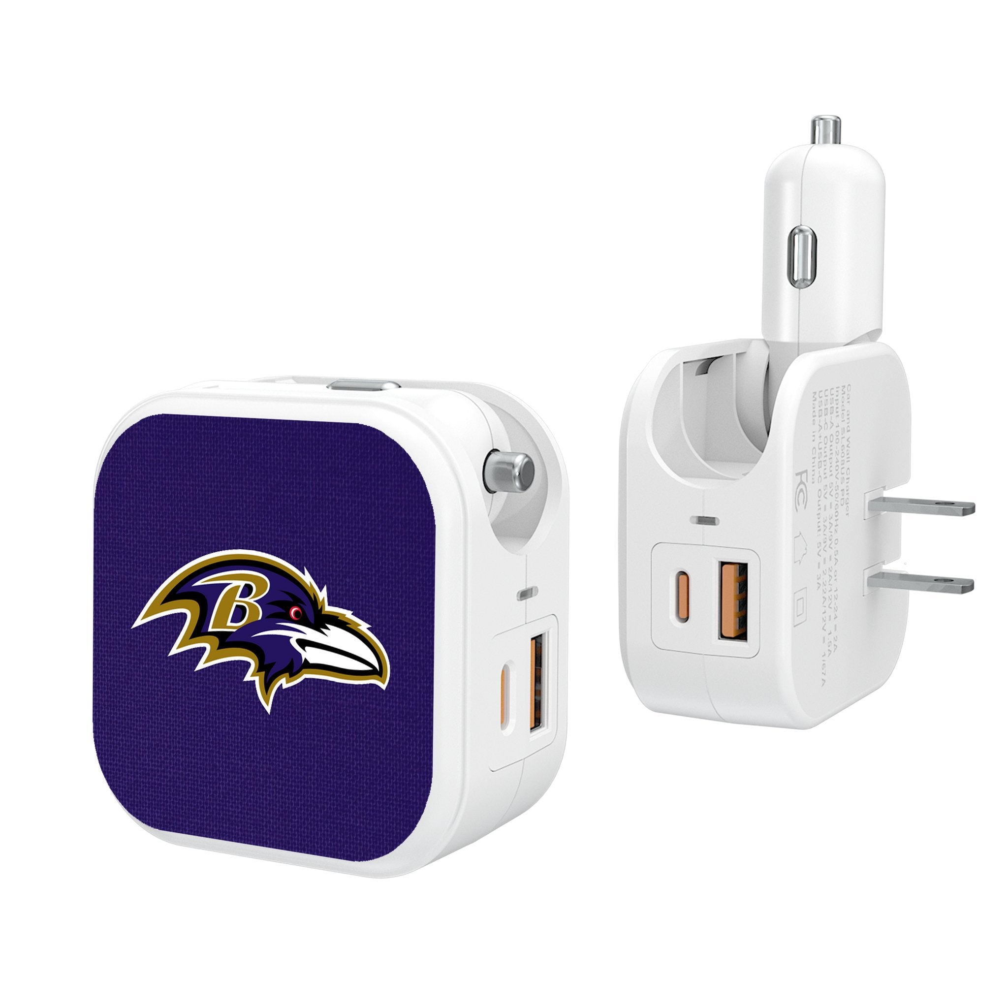 Baltimore Ravens 2-in-1 USB Charger - Fast Charging Cable for iPhone & Android - Perfect for Home, Office & Travel