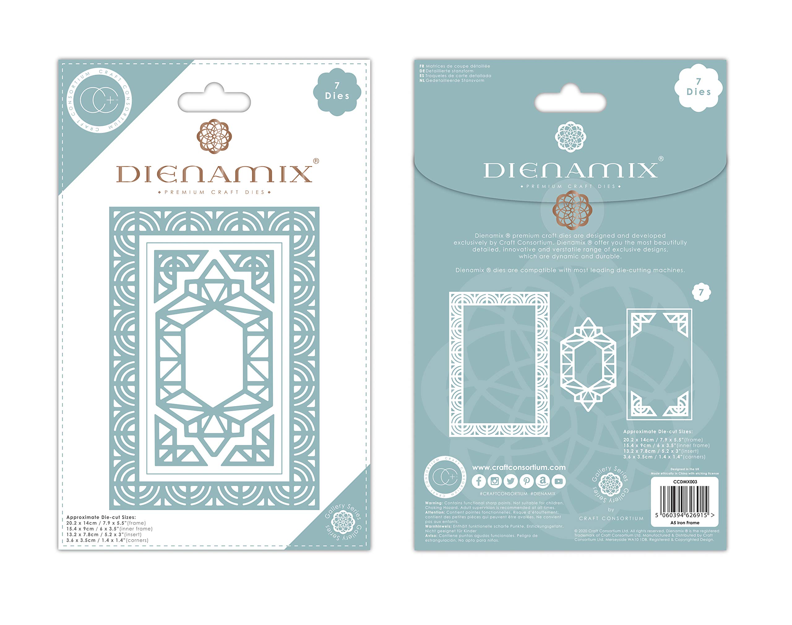 CRAFT CONSORTIUM LTD DIENAMIX Dies Iron Frame, Rose Gold - Premium Metal Crafting Dies for Scrapbooking, Card Making & DIY Projects - Perfect for Home Decor, Gift Wrapping & Paper Crafts
