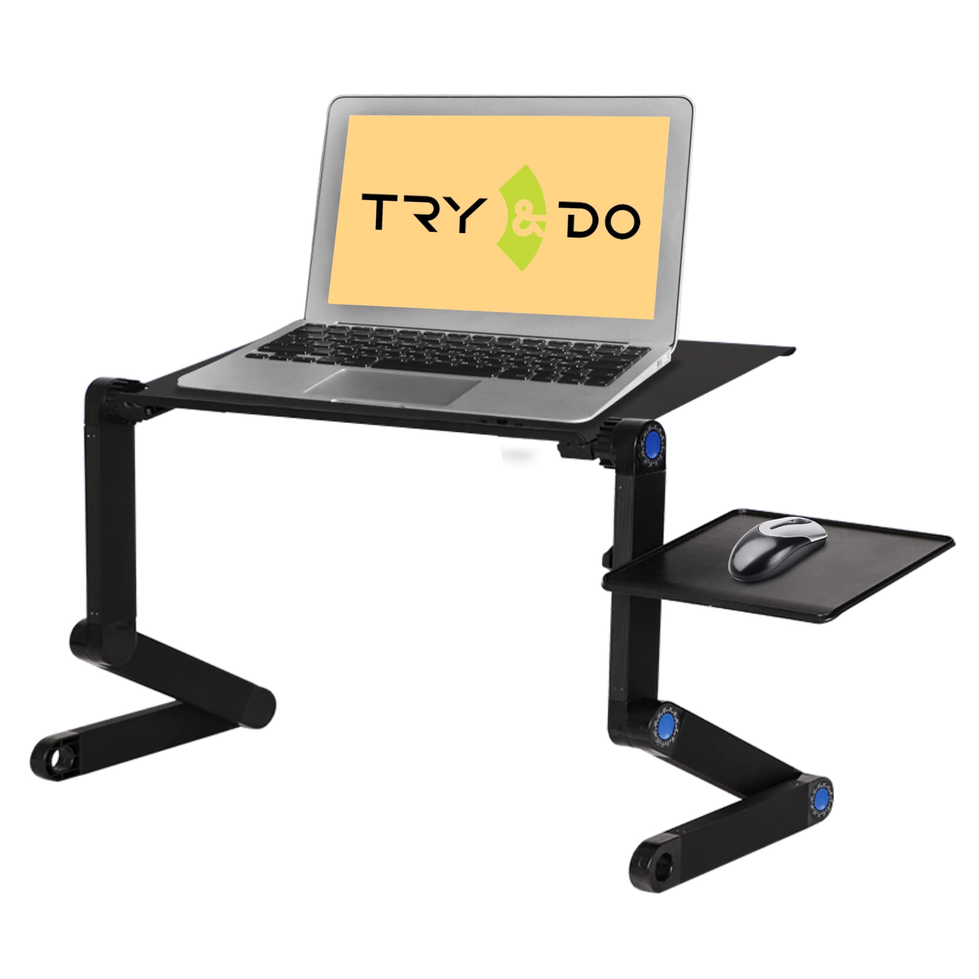 TRY & DO Adjustable Laptop Stand for Couch & Bed - Portable Aluminum Lap Desk with Cooling Fans, Ergonomic Foldable Design & Detachable Mouse Pad - Perfect for Home Office, Gaming & Working in Bed