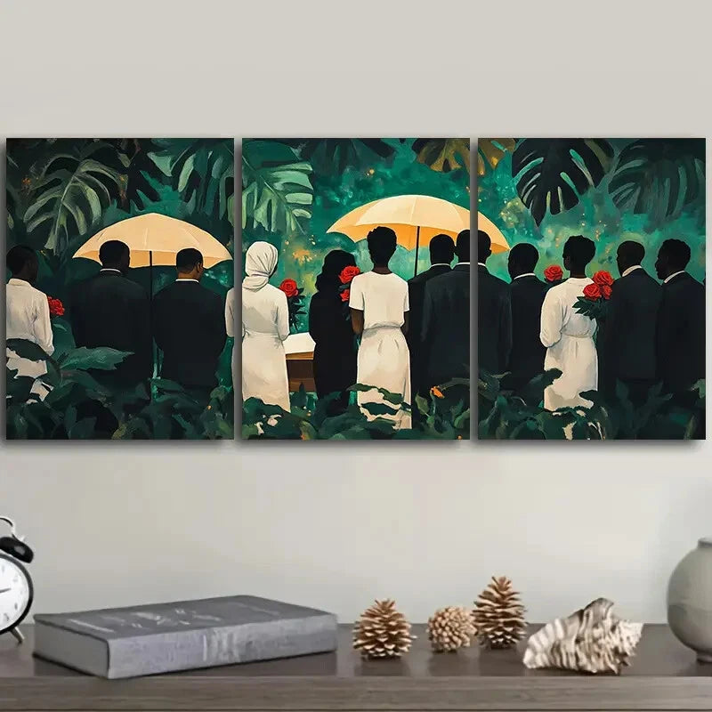 3-Piece Funeral Wall Art Set - Framed Canvas 40x60cm (16x24in) - High Quality Print - 100% Australian Made - Ready to Hang - Perfect for Memorial Spaces & Home Decor