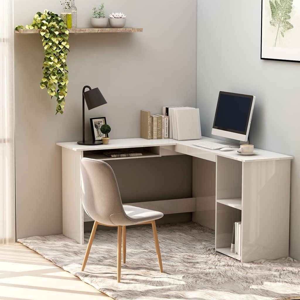 L-Shaped Computer Desk with Storage Shelves, 47.2