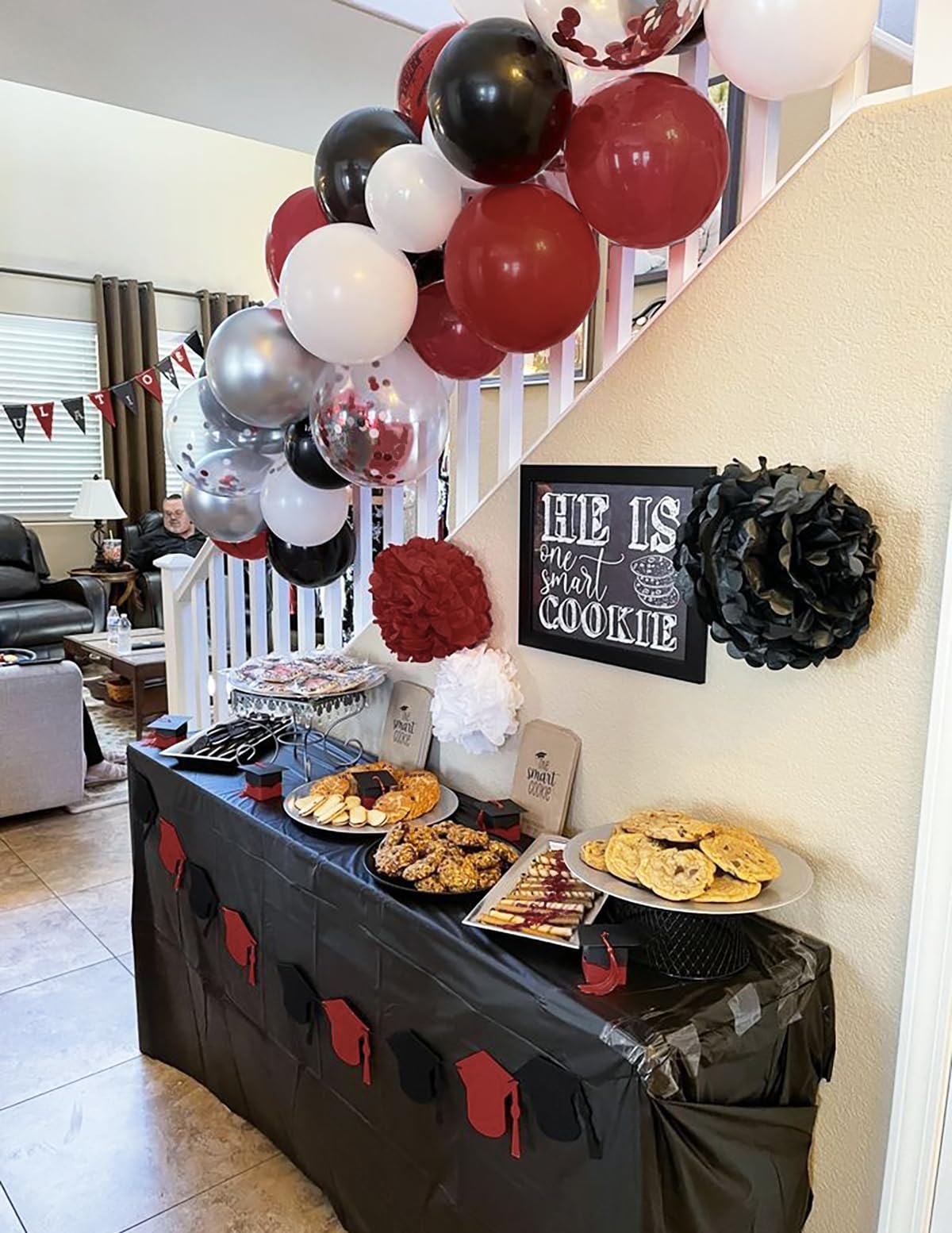 2025 Maroon Black Graduation Decorations Set - 30Pcs Burgundy White Black Balloons for Graduation Party, Birthday & Wedding (Elegant Maroon Theme) - Perfect for School Ceremonies, College Celebrations & Special Events